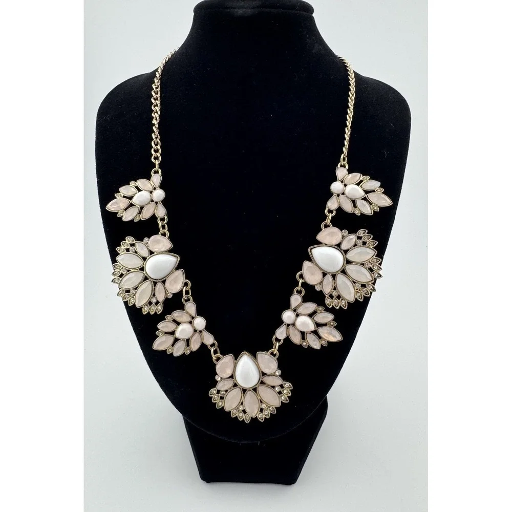 Icing Womens Blush Pink White Clear Crystal‎ Necklace Jewelry with Lobster Clasp